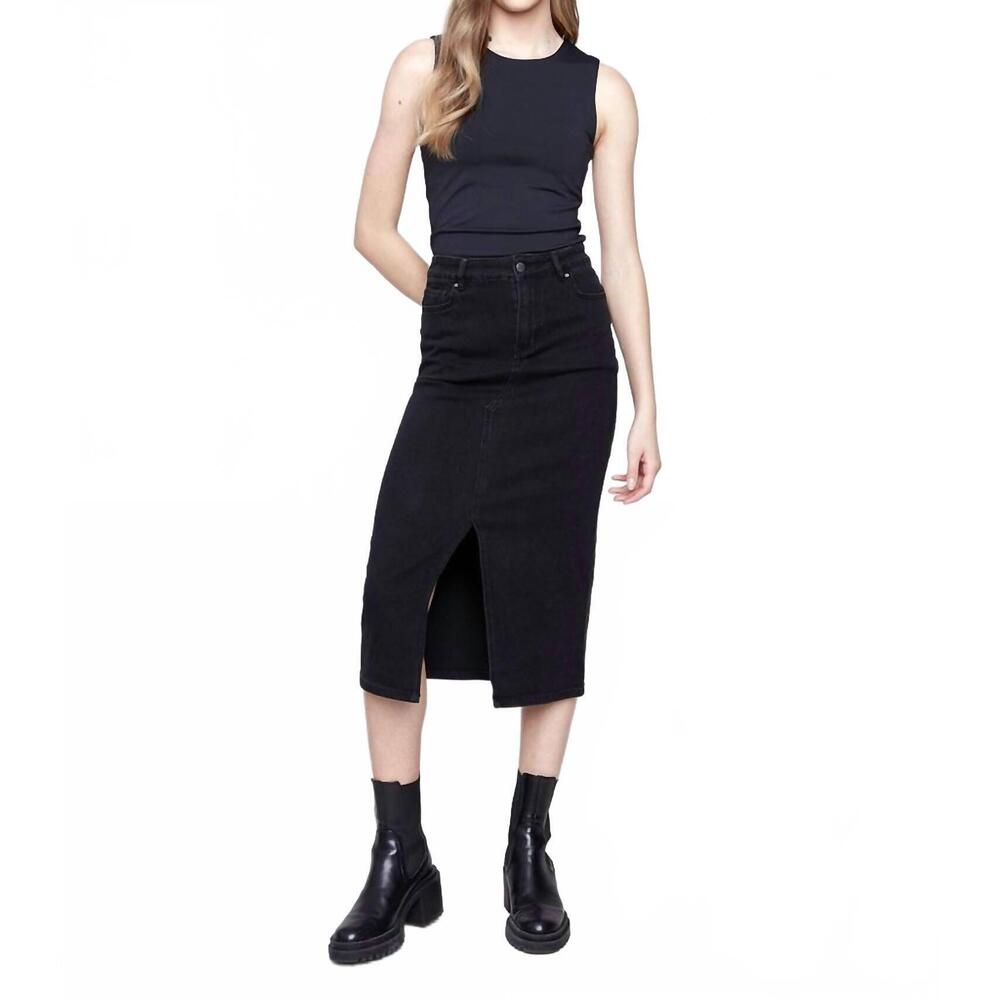 NEW CHARLIE B long denim midi skirt in charcoal